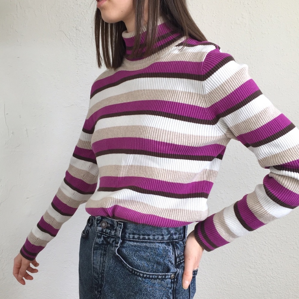 Candy Striped ribbed turtleneck